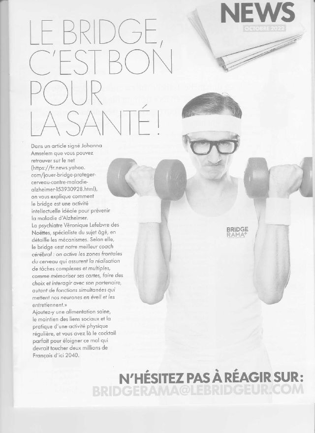 Le bridge, c'est bon pour la santé, BridgeRama, le 24 octobre 2022